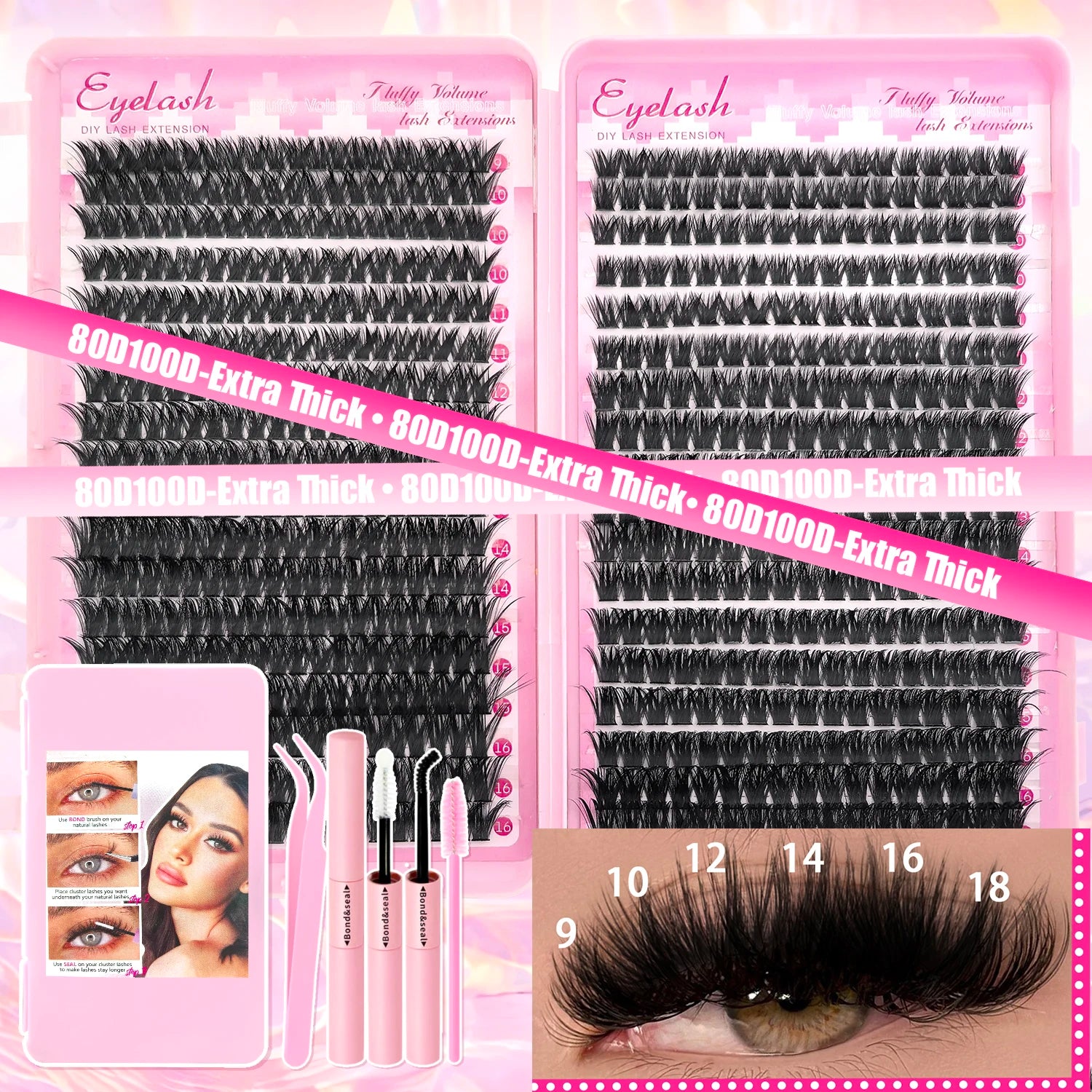 DIY Lash Extension Kit - 9-16mm Clusters & Individual Lashes