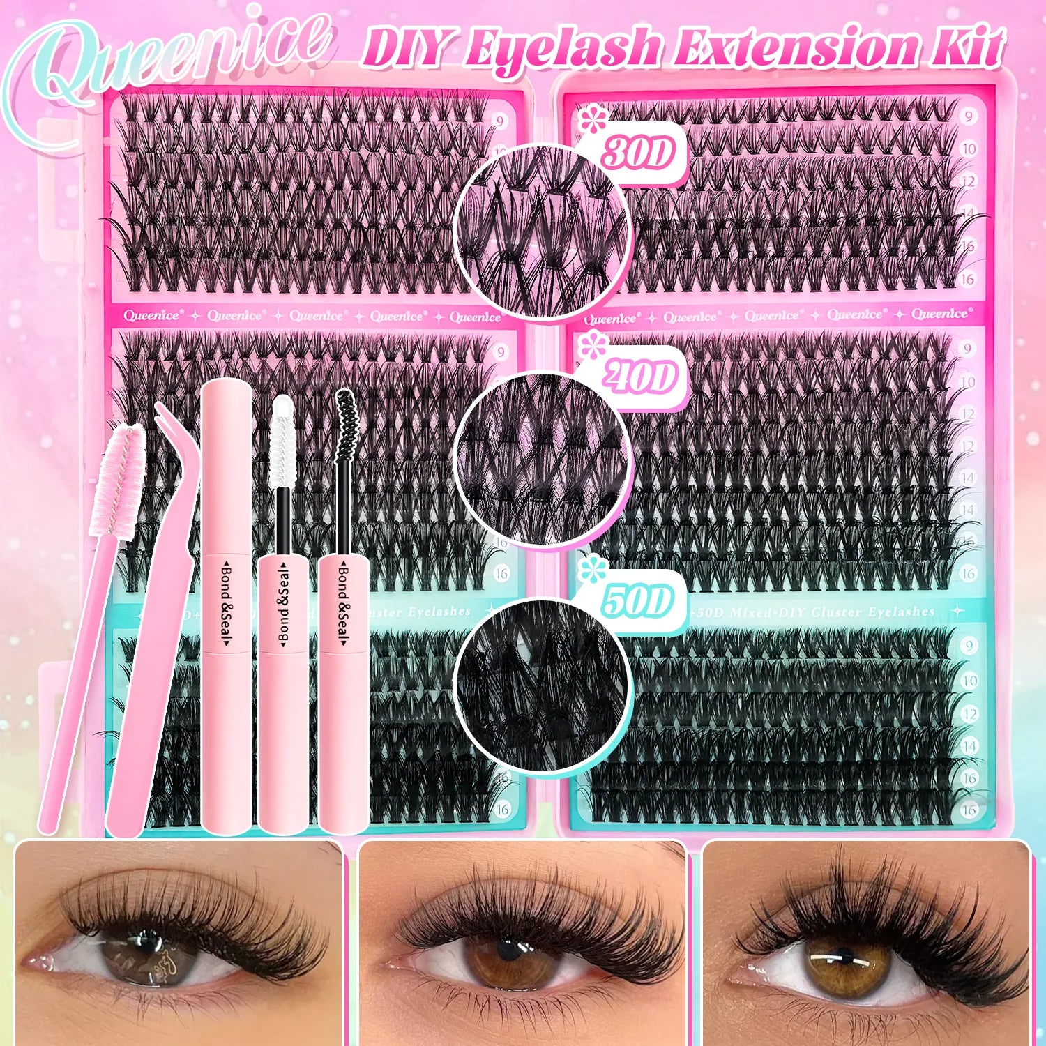 DIY Lash Extension Kit - 9-16mm Clusters & Individual Lashes