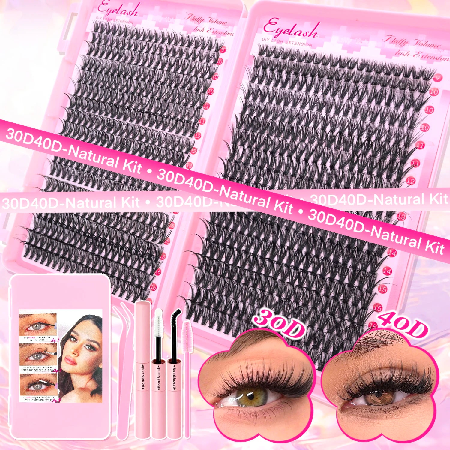 DIY Lash Extension Kit - 9-16mm Clusters & Individual Lashes